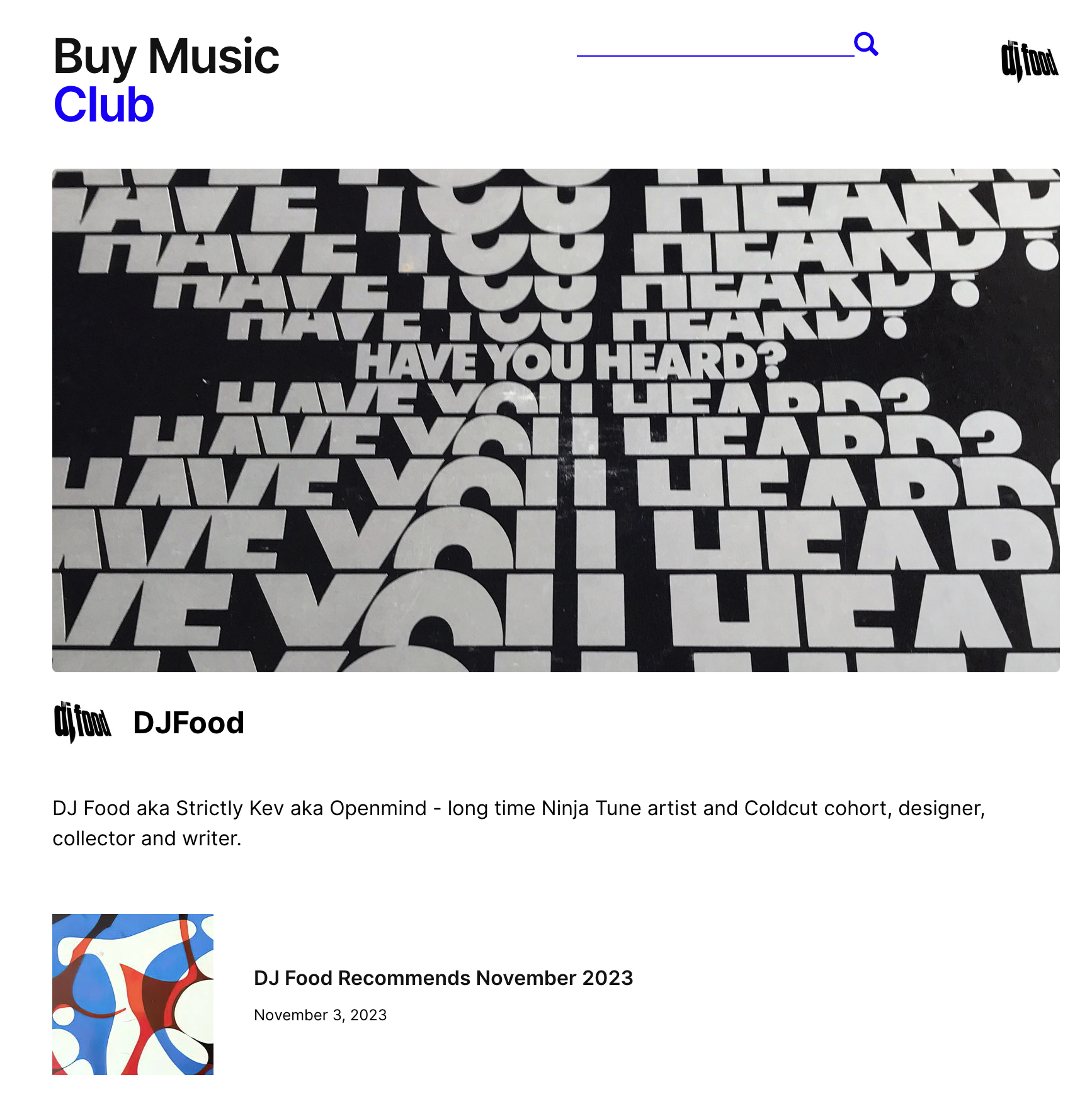 DJ Food Buy Music Club lists