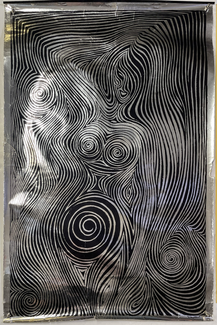 Silver foil lady poster